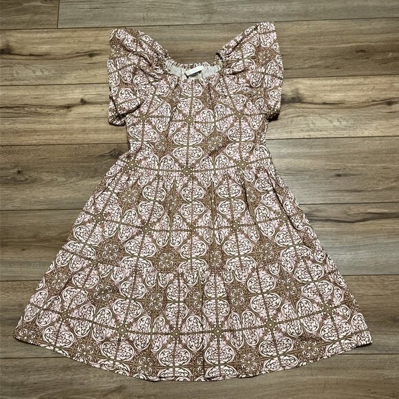 Marie Oliver Kara Dress SZ Small Mini Ruffle Nouveau Mosaic 100% Cotton - Picture 1 of 13